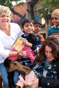 Beautiful Children with crazy baby goats and textile designers!